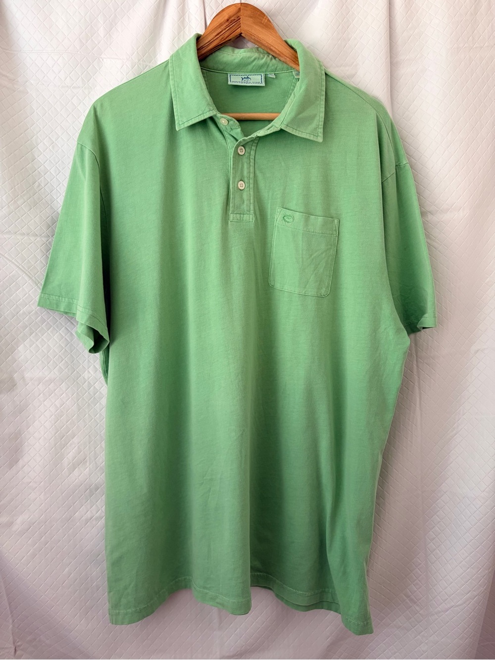 Southern Tide Men's Light Green Short-Sleeve Polo with Chest Pocket